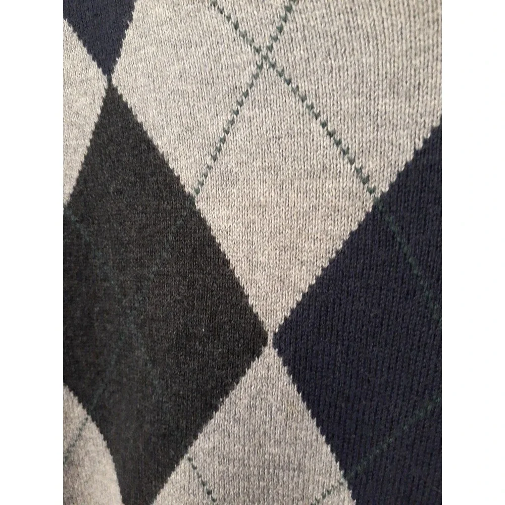J.Crew sweater Men's L Cotton Cashmere Gray Navy Blue V Neck j. crew